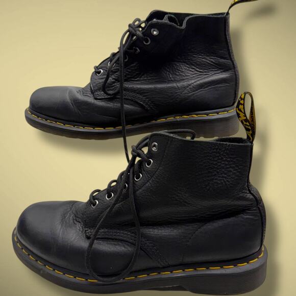 Men's Size 9 DR. MARTENS Black Pebbled Leather 101 Combat Boots EUC - Picture 4 of 11